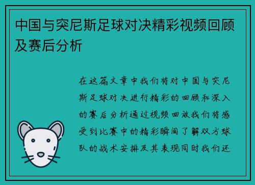 中国与突尼斯足球对决精彩视频回顾及赛后分析