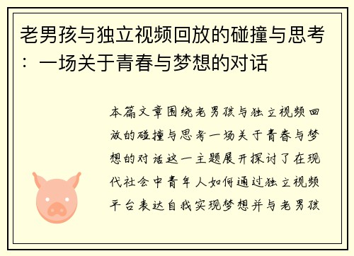 老男孩与独立视频回放的碰撞与思考：一场关于青春与梦想的对话